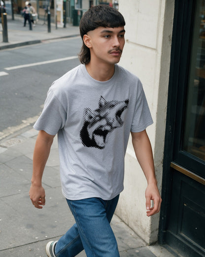Halftone Dober T-Shirt in Sport Grey worn on the street — Urban Kong