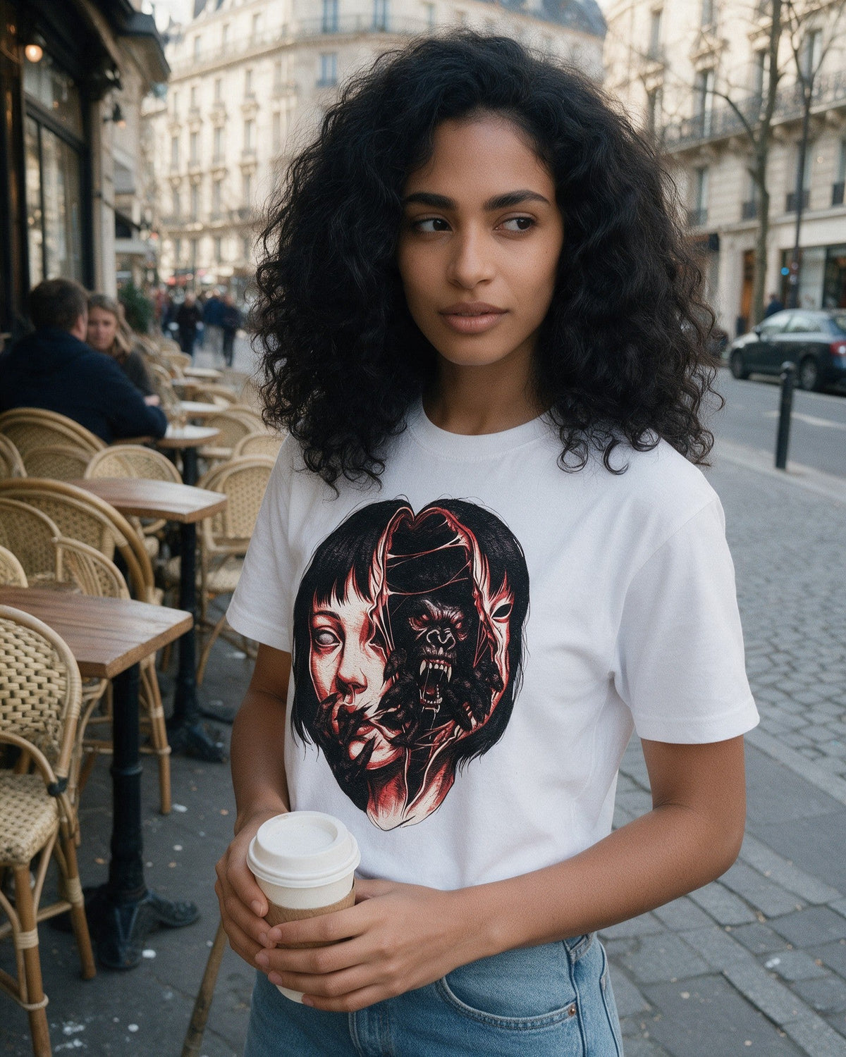 Hidden Kong T-Shirt in White worn on the street — Urban Kong
