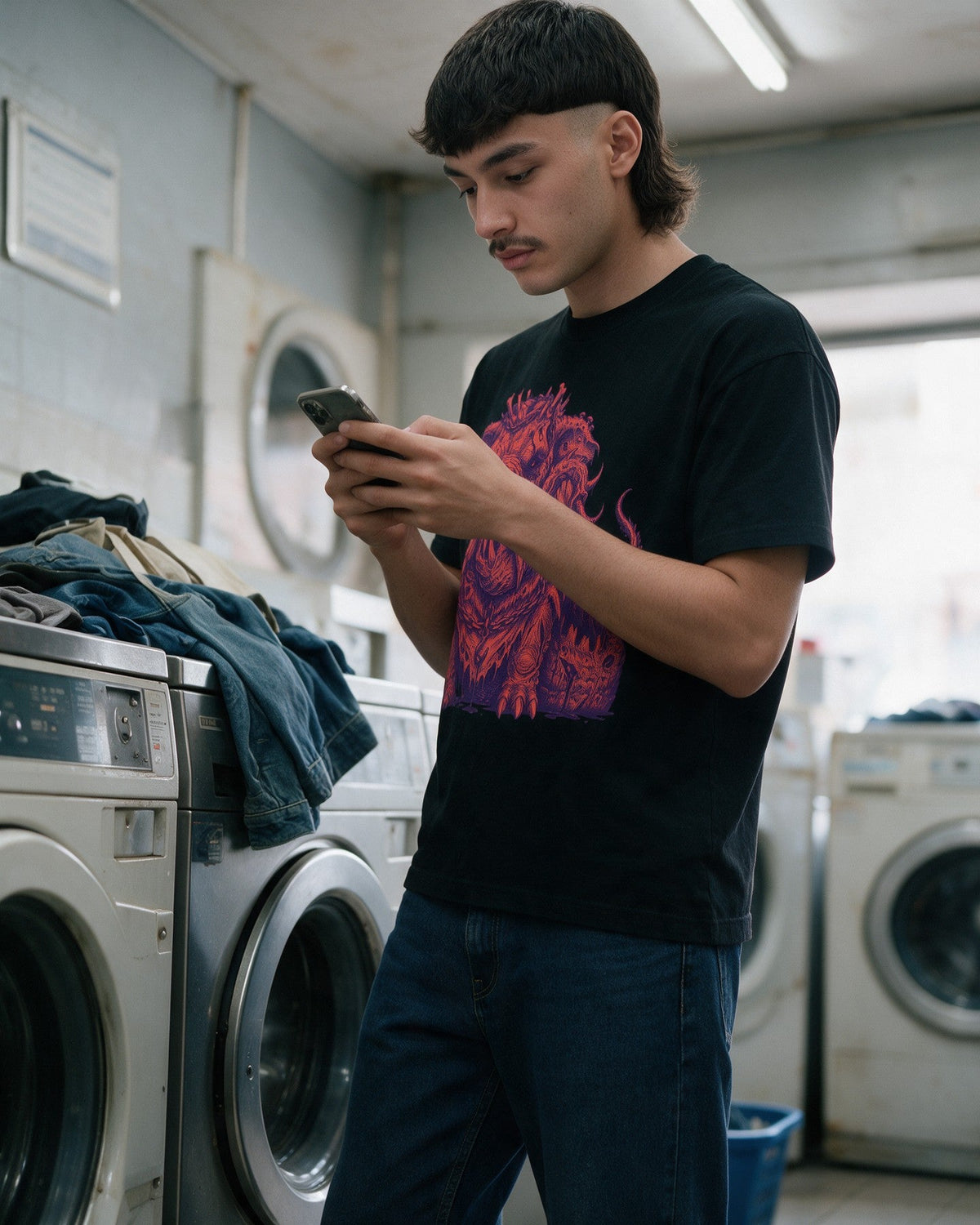 Horror Elephant T-Shirt in Black worn on the street — Urban Kong