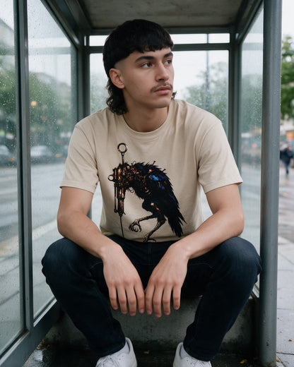 Horror Vulture T-Shirt in Sand worn on the street — Urban Kong