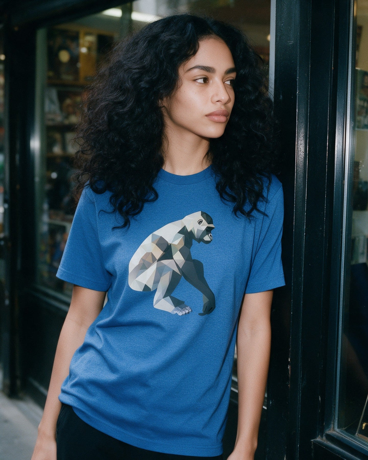 Humble Power T-Shirt in Heather Royal worn on the street — Urban Kong