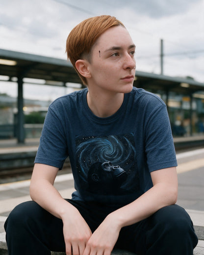 I'm a Mystic T-Shirt in Heather Navy worn on the street — Urban Kong