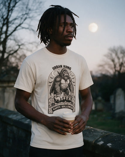 Immortal soul T-Shirt in Natural worn on the street — Urban Kong