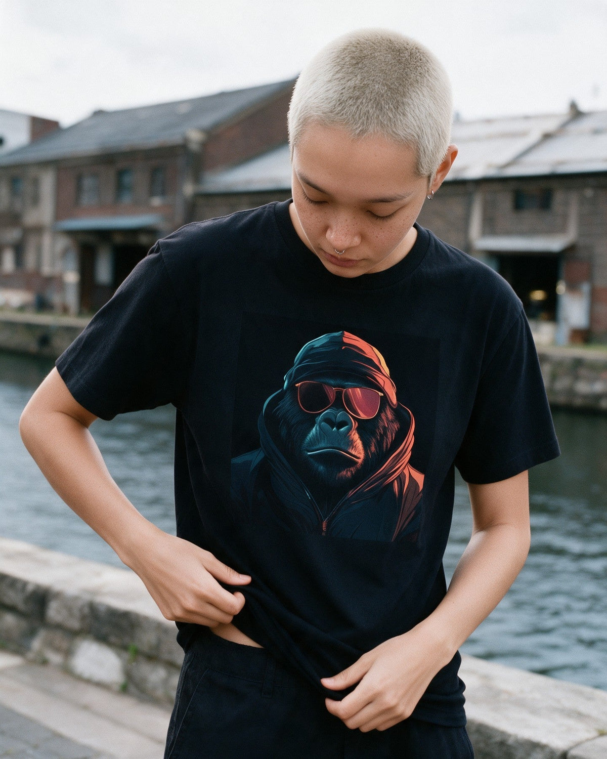 InKongnito T-Shirt in Black worn on the street — Urban Kong