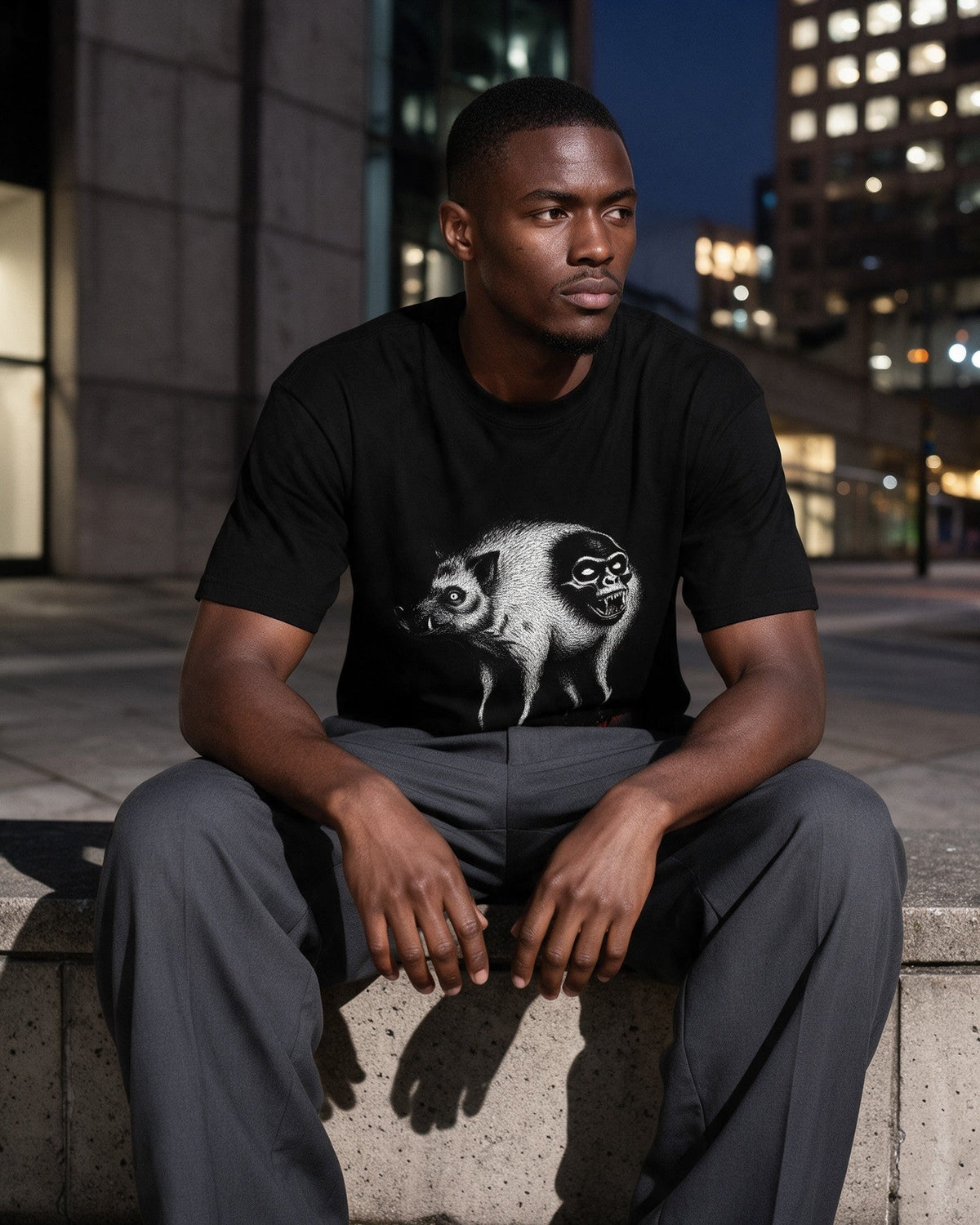 Inner Kong T-Shirt in Black worn on the street — Urban Kong