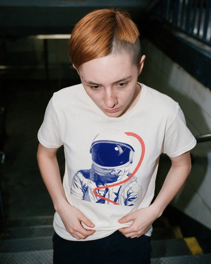 Inner Orbit T-Shirt in Natural worn on the street — Urban Kong
