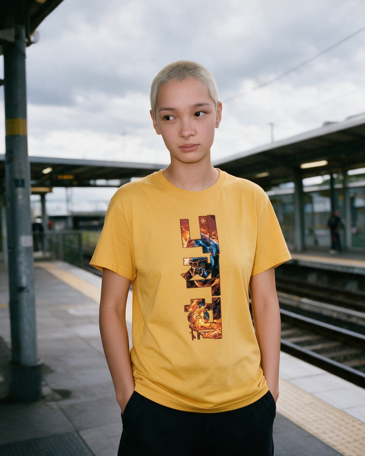 Inner Power T-Shirt in Gold worn on the street — Urban Kong