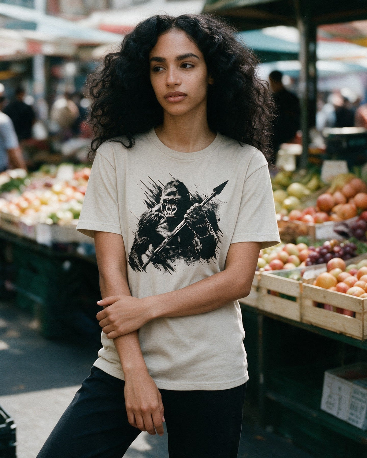 Inner Strength T-Shirt in Sand worn on the street — Urban Kong