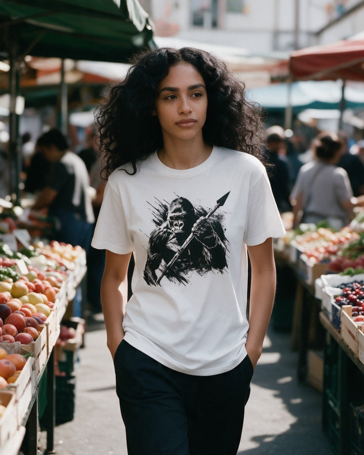 Inner Strength T-Shirt in White worn on the street — Urban Kong