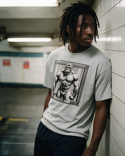 Jungle Muscle T-Shirt in Ice Grey worn on the street — Urban Kong