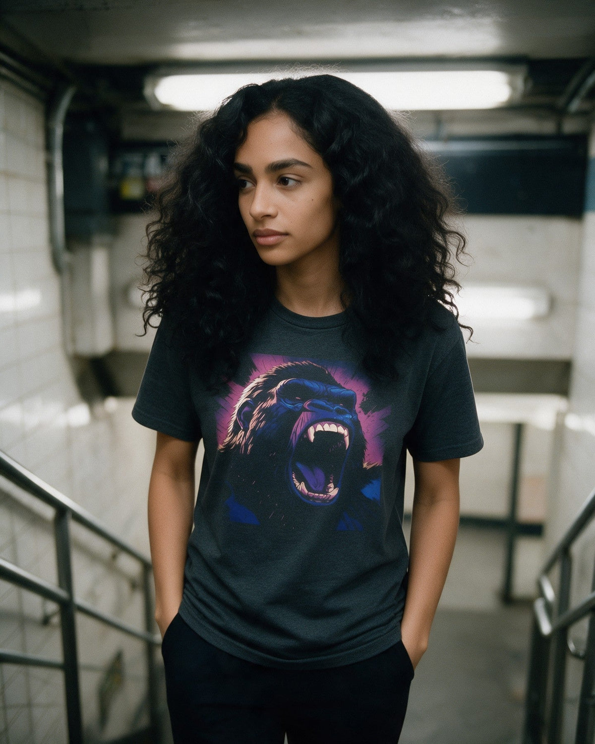 Just Self Expression T-Shirt in Dark Heather worn on the street — Urban Kong