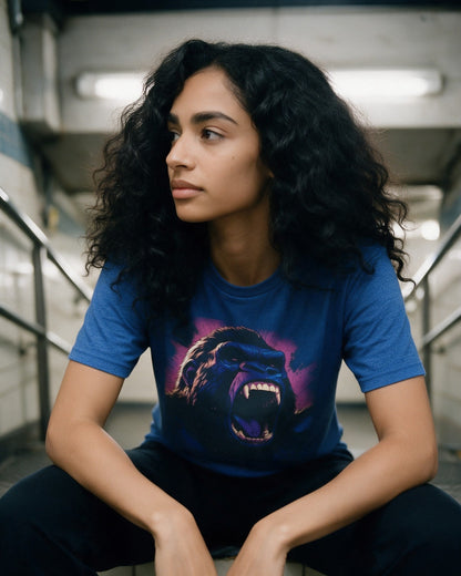 Just Self Expression T-Shirt in Heather Royal worn on the street — Urban Kong