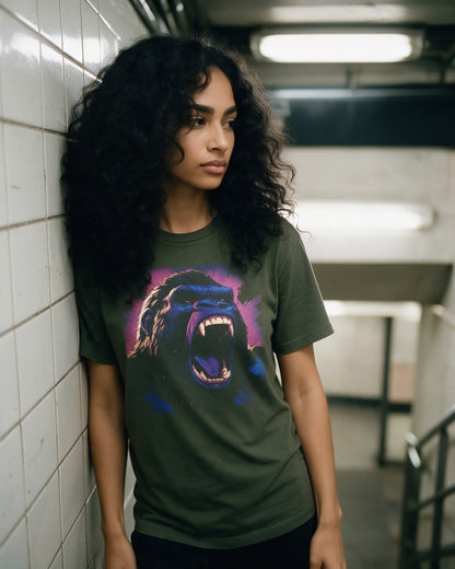 Just Self Expression T-Shirt in Military Green worn on the street — Urban Kong