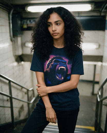 Just Self Expression T-Shirt in Navy worn on the street — Urban Kong