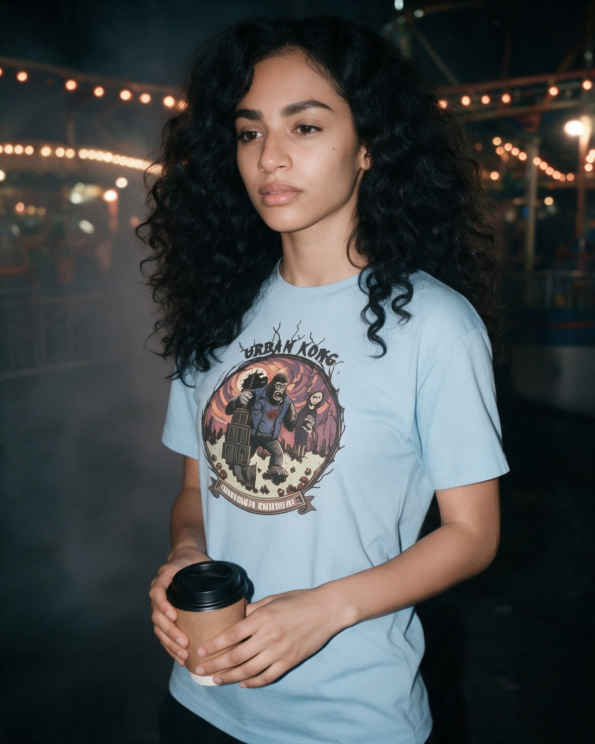 King Kong T-shirt in Light Blue worn on the street — Urban Kong