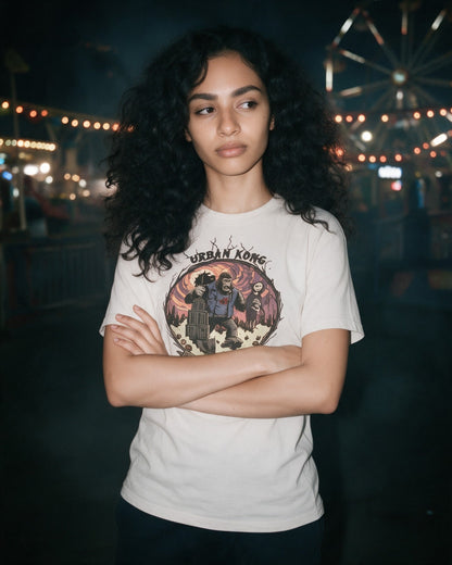 King Kong T-shirt in Natural worn on the street — Urban Kong