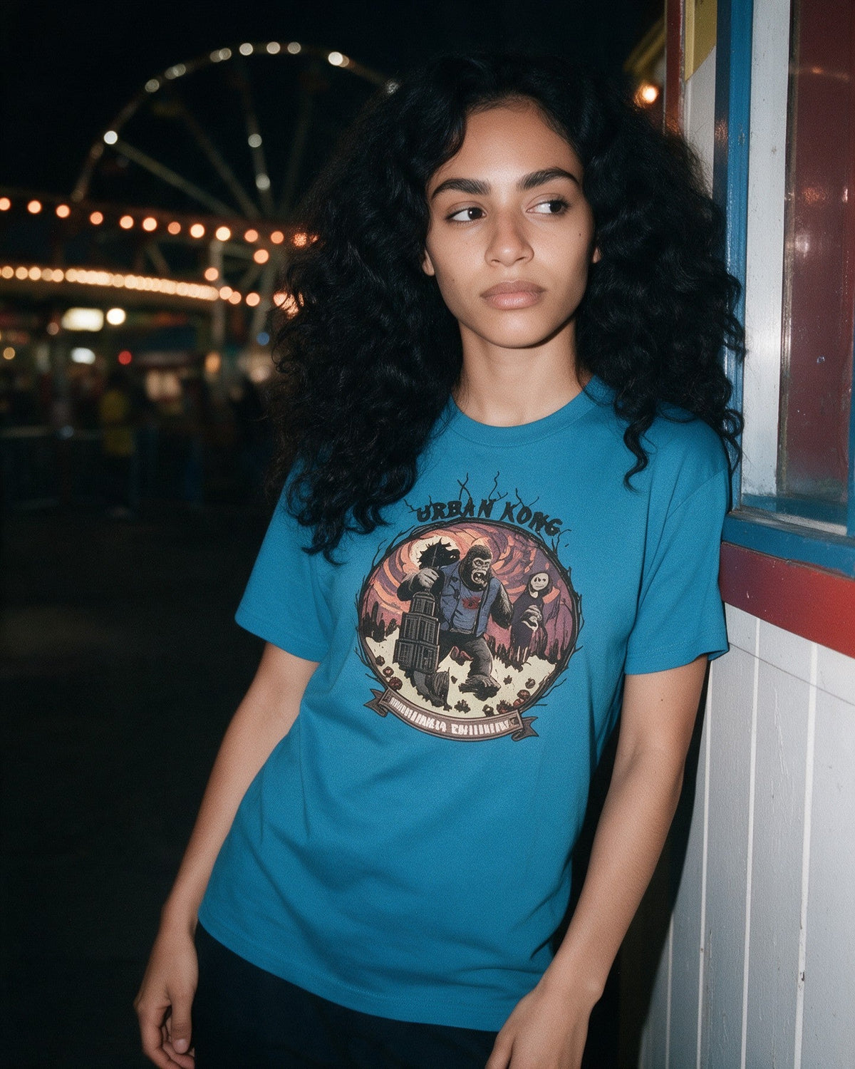 King Kong T-shirt in Tropical Blue worn on the street — Urban Kong
