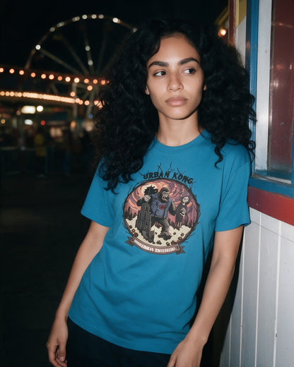 King Kong T-shirt in Tropical Blue worn on the street — Urban Kong