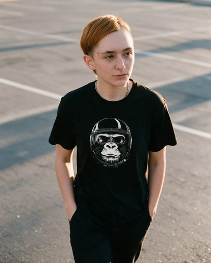 King of the Road T-Shirt in Black worn on the street — Urban Kong