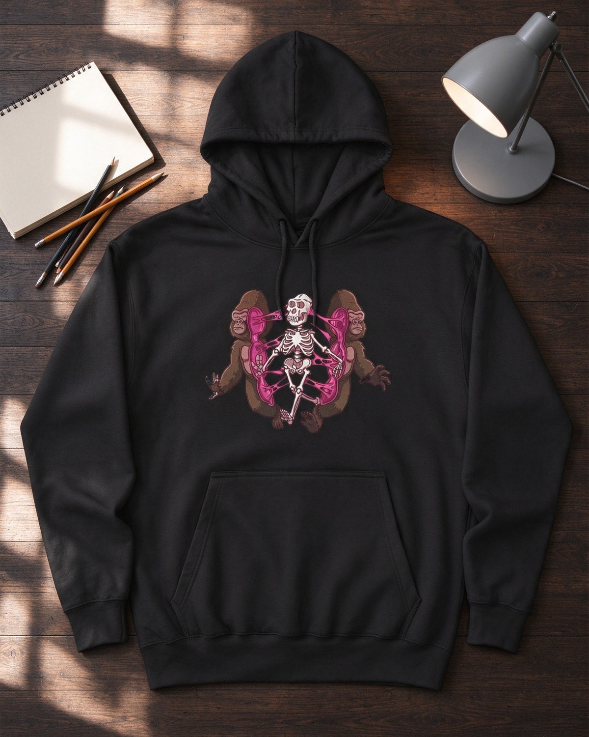 Kong Anatomy Hoodie flat lay — Urban Kong