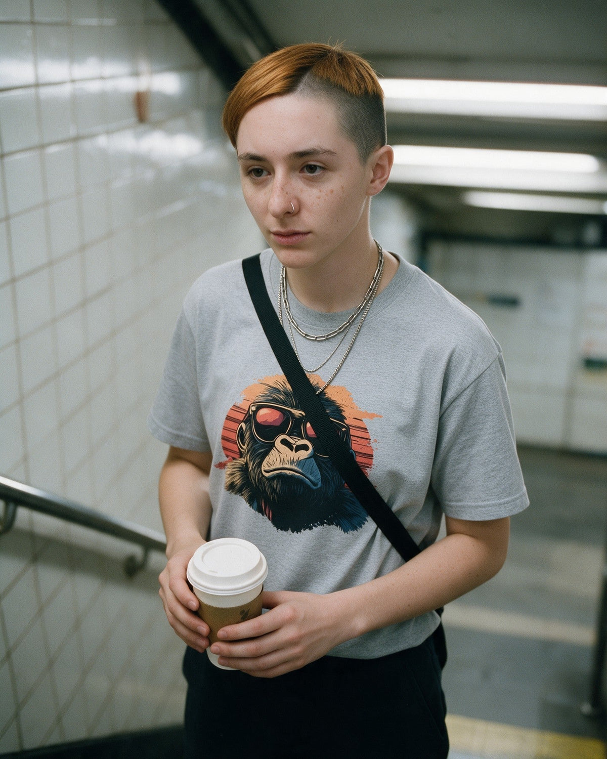 Kong Horizon T-Shirt in Sport Grey worn on the street — Urban Kong