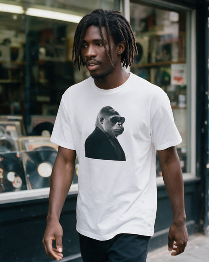 Kong in Black T-Shirt in White worn on the street — Urban Kong