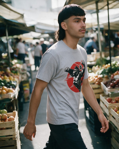Kong Powa T-Shirt in Sport Grey worn on the street — Urban Kong
