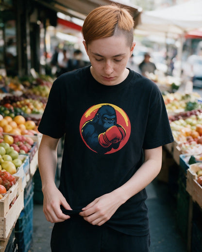 Kong’s Knockout T-Shirt in Black worn on the street — Urban Kong