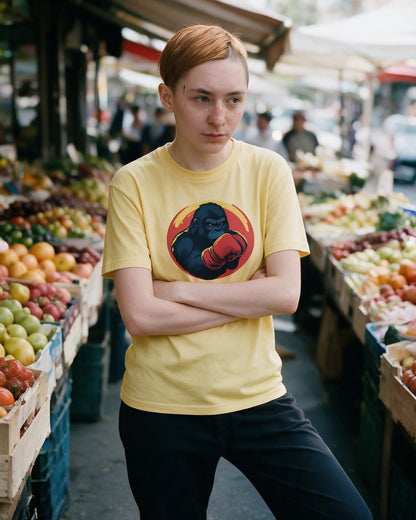Kong’s Knockout T-Shirt in Daisy worn on the street — Urban Kong