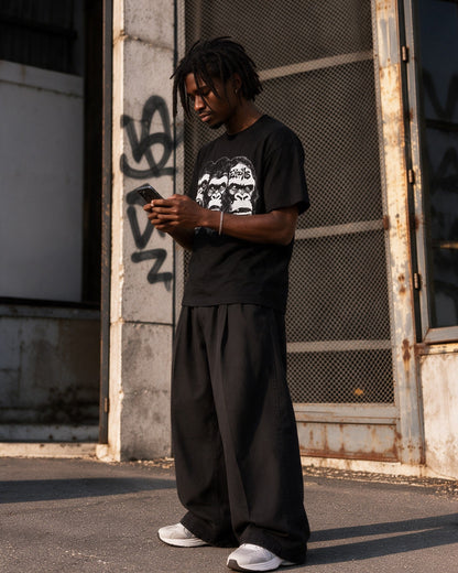 Kong Trinity T-Shirt in Black worn on the street — Urban Kong