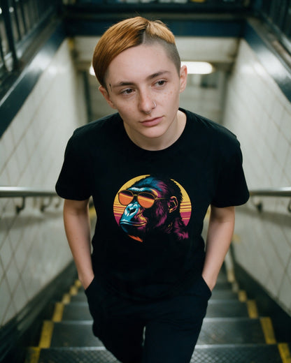 Kong Vibes T-Shirt in Black worn on the street — Urban Kong