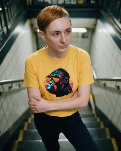 Kong Vibes T-Shirt in Gold worn on the street — Urban Kong