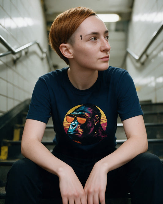 Kong Vibes T-Shirt in Navy worn on the street — Urban Kong