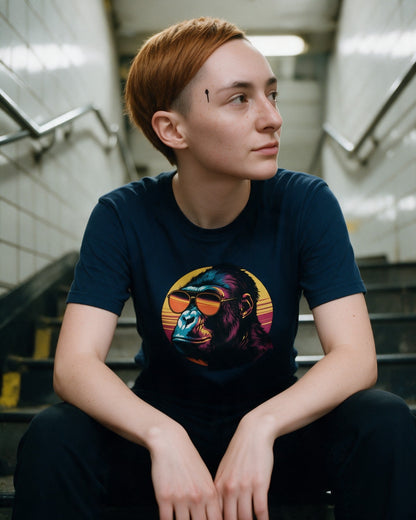 Kong Vibes T-Shirt in Navy worn on the street — Urban Kong