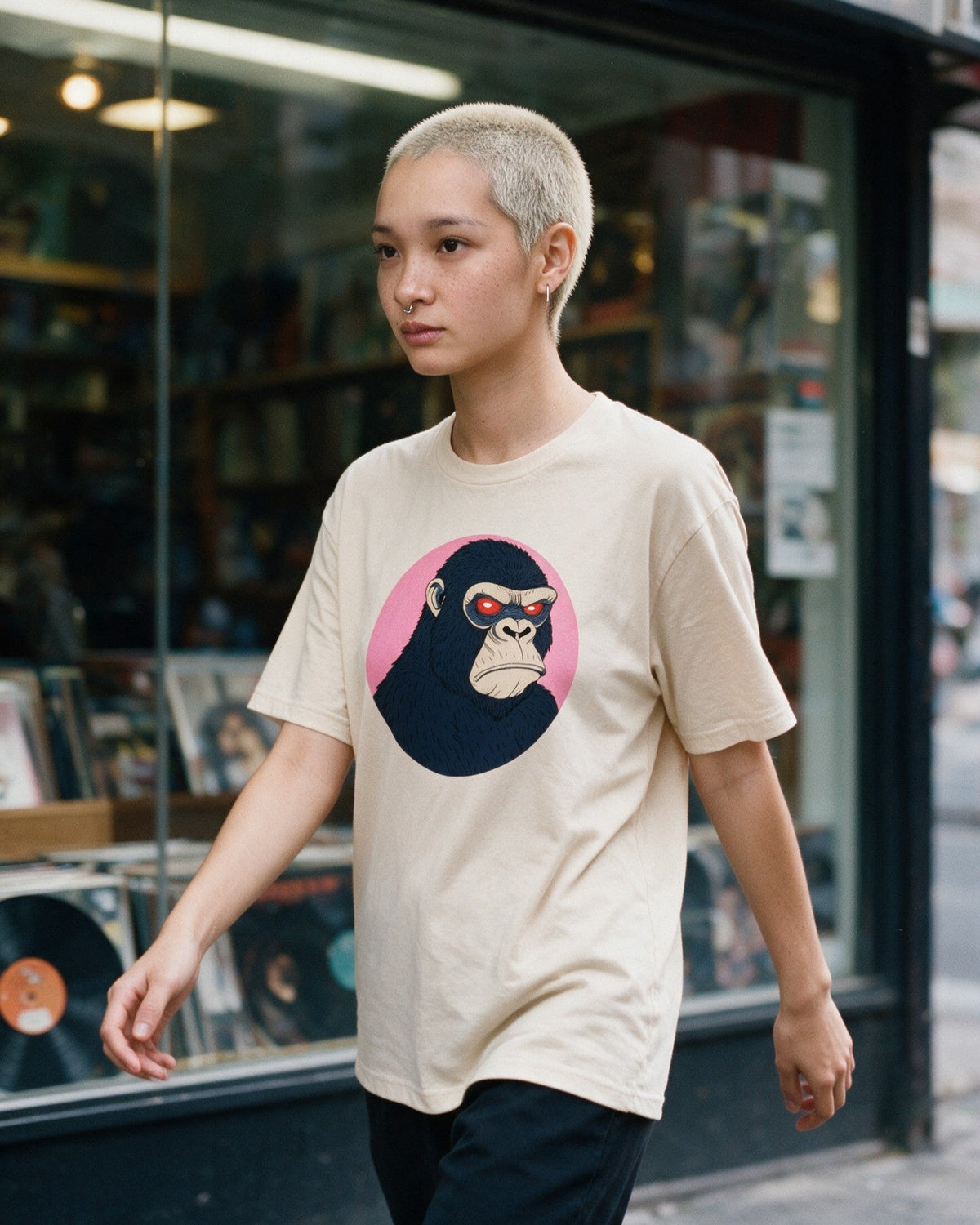 Kong's Mood T-Shirt worn on the street — Urban Kong