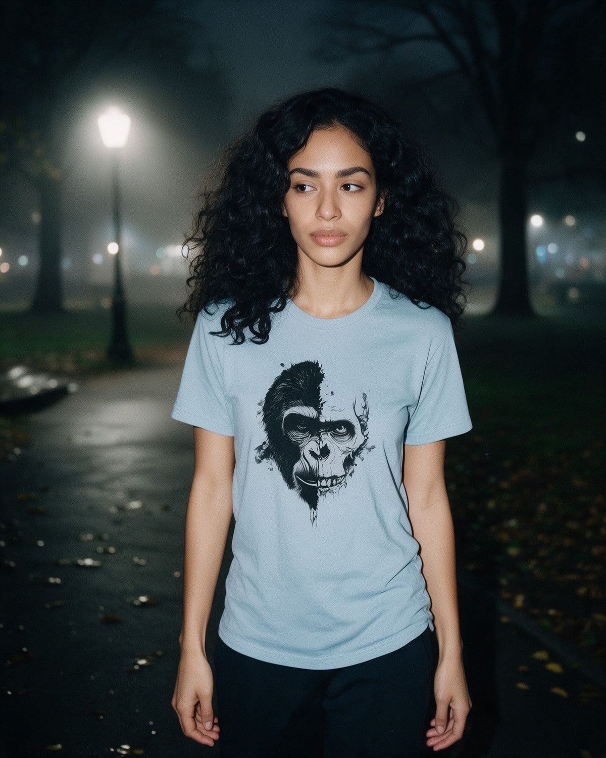 Life & Bones T-Shirt in Ice Grey worn on the street — Urban Kong
