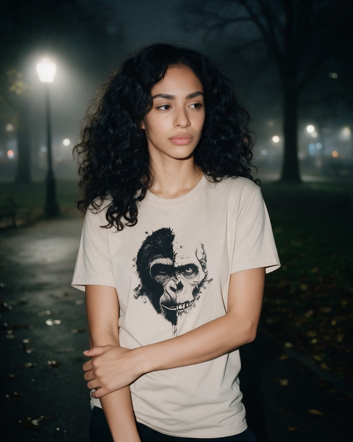 Life & Bones T-Shirt in Sand worn on the street — Urban Kong