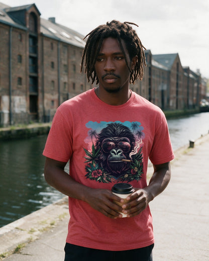 Rebel Ape T-Shirt in Heather Red worn on the street — Urban Kong