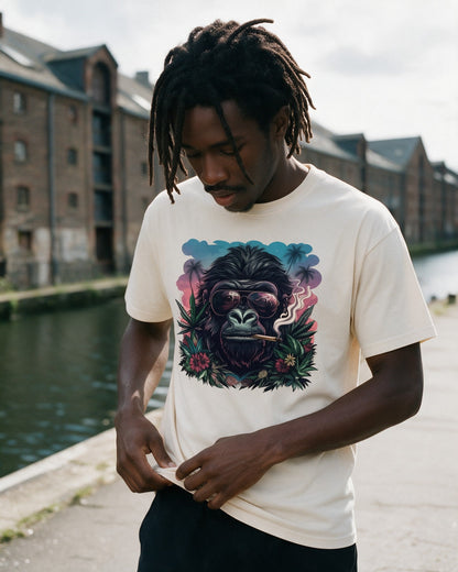 Rebel Ape T-Shirt in Natural worn on the street — Urban Kong