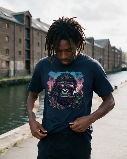 Rebel Ape T-Shirt in Navy worn on the street — Urban Kong