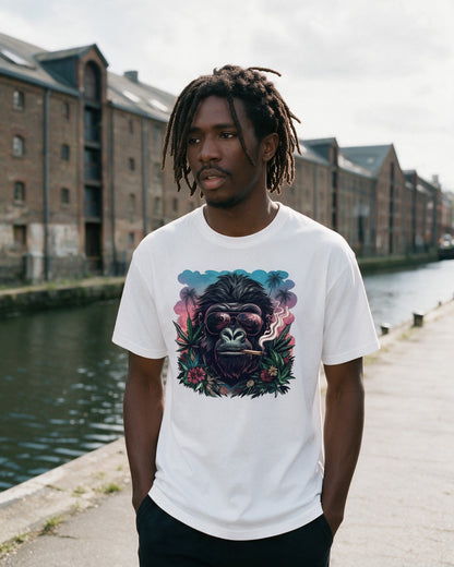 Rebel Ape T-Shirt in White worn on the street — Urban Kong