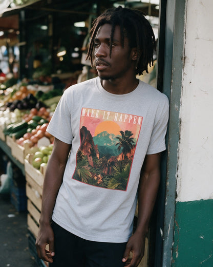 Make It Happen T-Shirt in Sport Grey worn on the street — Urban Kong