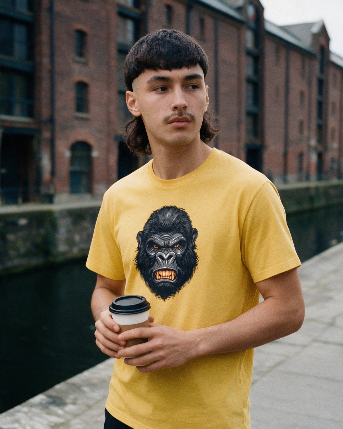 No Mercy T-Shirt in Gold worn on the street — Urban Kong