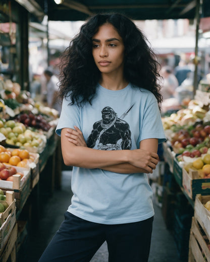 Nordic Beast T-Shirt in Light Blue worn on the street — Urban Kong
