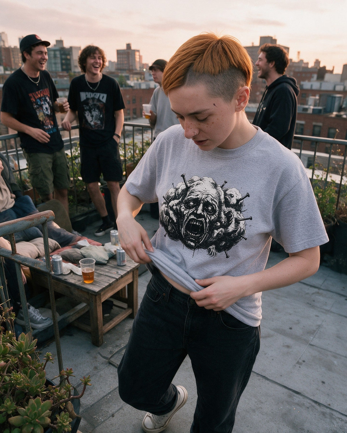 Overthinking T-Shirt in Sport Grey worn on the street — Urban Kong