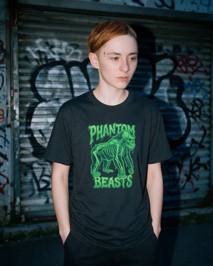 Phantom Gorilla T-Shirt in Dark Heather worn on the street — Urban Kong