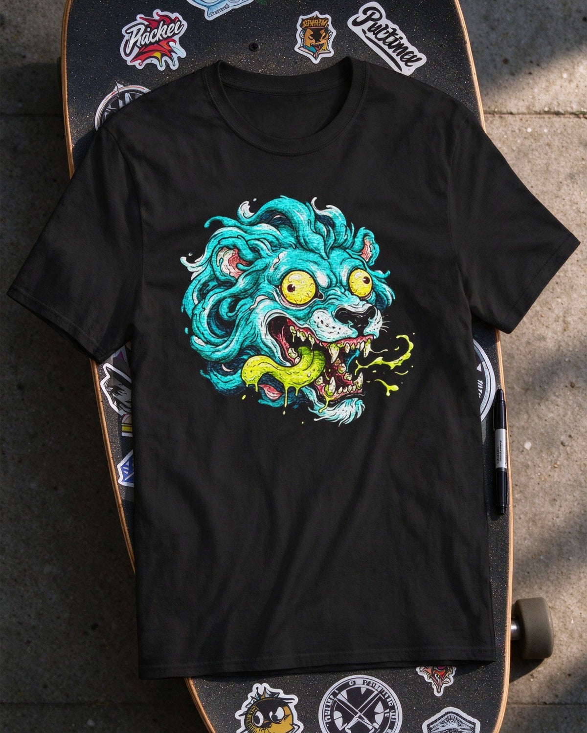 Psycho Lion T-Shirt flat lay — Urban Kong