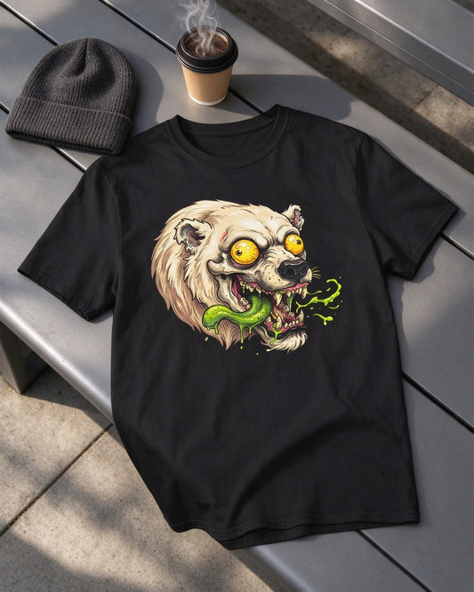 Psycho Polar Bear T-Shirt flat lay — Urban Kong
