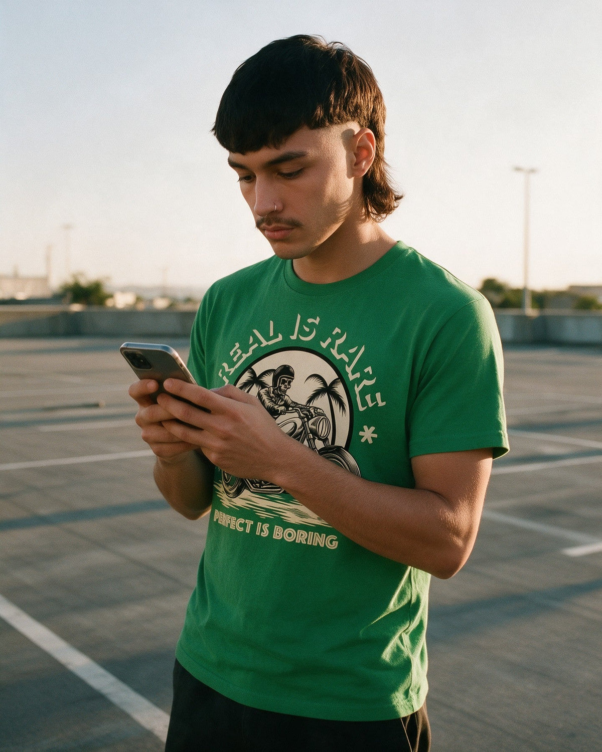 Rare Real T-Shirt in Irish Green worn on the street — Urban Kong