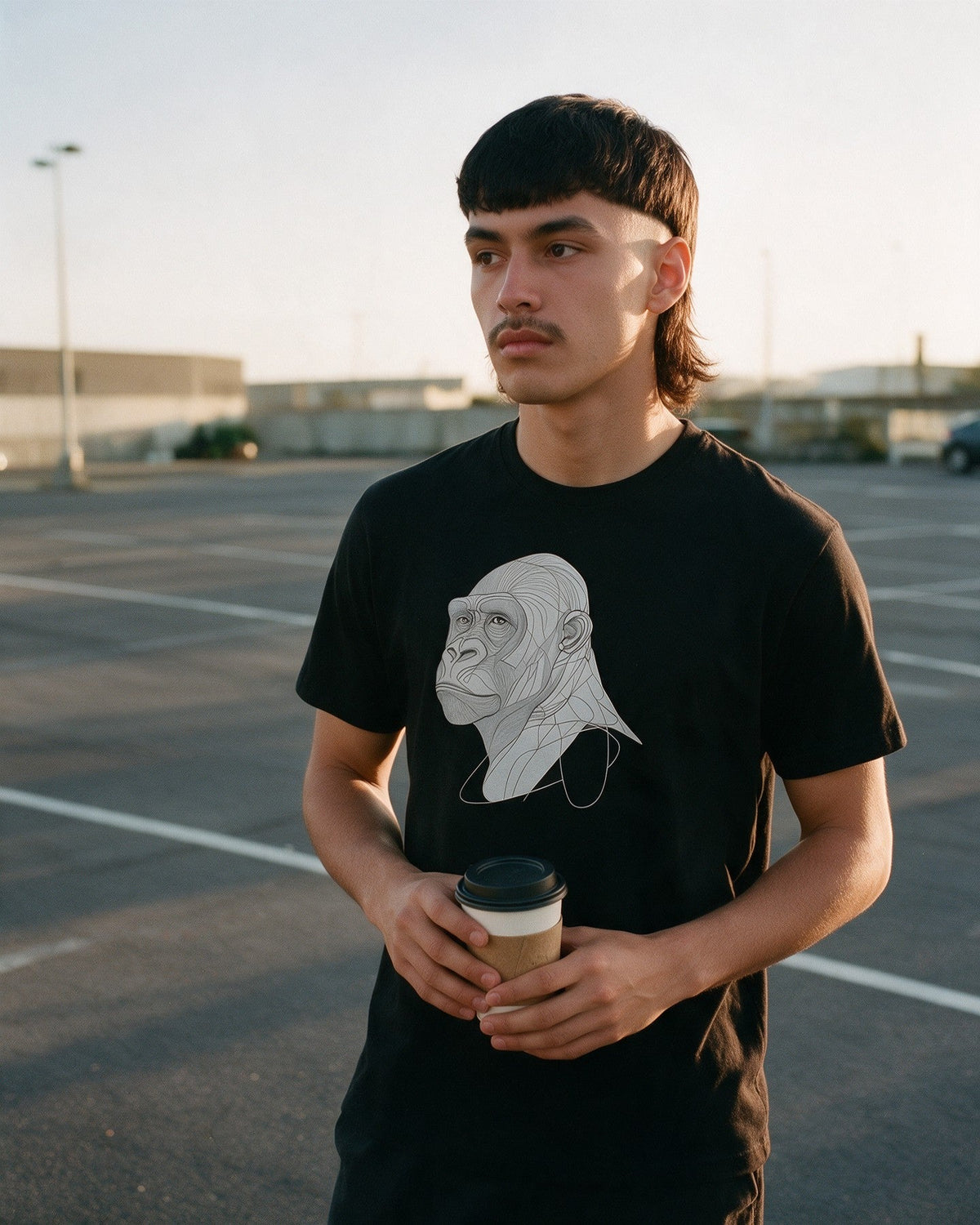 Silent Giant T-Shirt in Black worn on the street — Urban Kong
